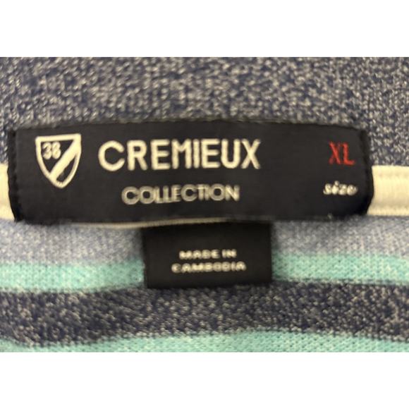 Cremieux mens polo shirt size XL stretch blue Purple striped side slit collared - Picture 4 of 4